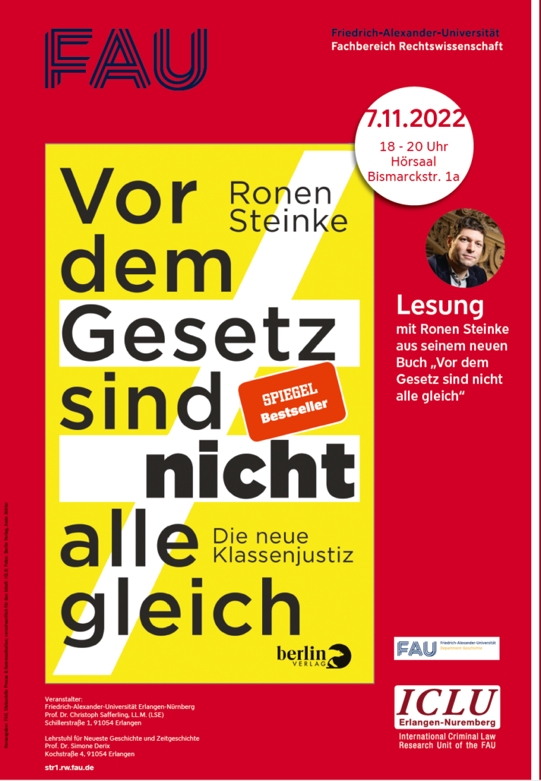 Einladung zur Lesung mit Ronen Steinke